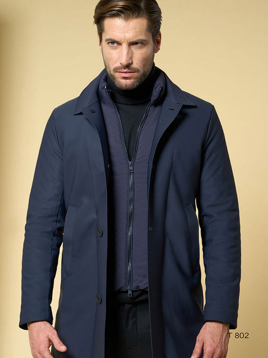 Talenti Uomo Giaccone Lungo Impermeabilizzato con Pettorina Staccabile