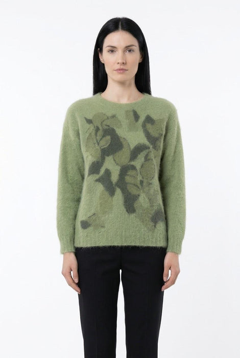 Cleonice Donna Maglia Girocollo in Misto Lana e Lana Alpaca