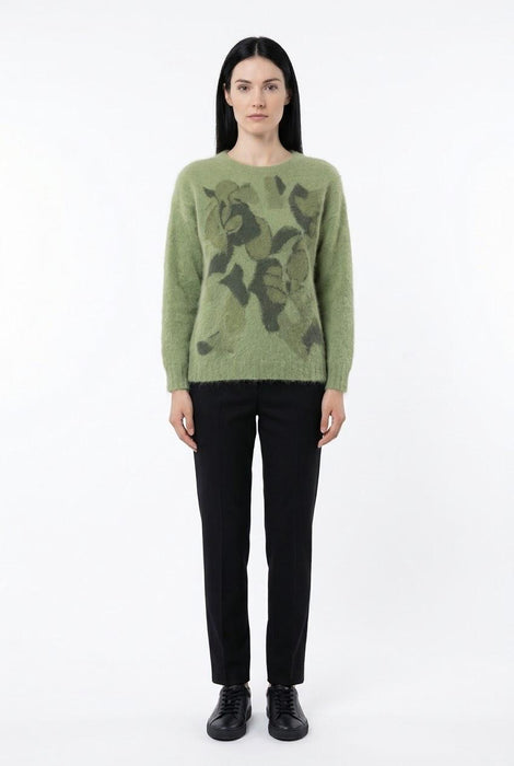Cleonice Donna Maglia Girocollo in Misto Lana e Lana Alpaca