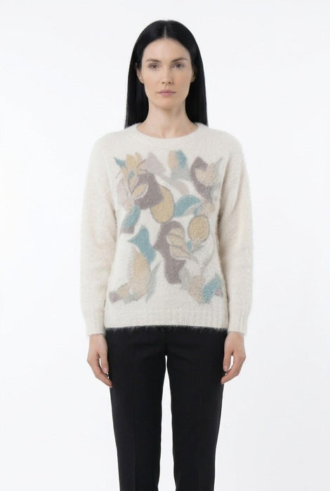 Cleonice Donna Maglia Girocollo in Misto Lana e Lana Alpaca