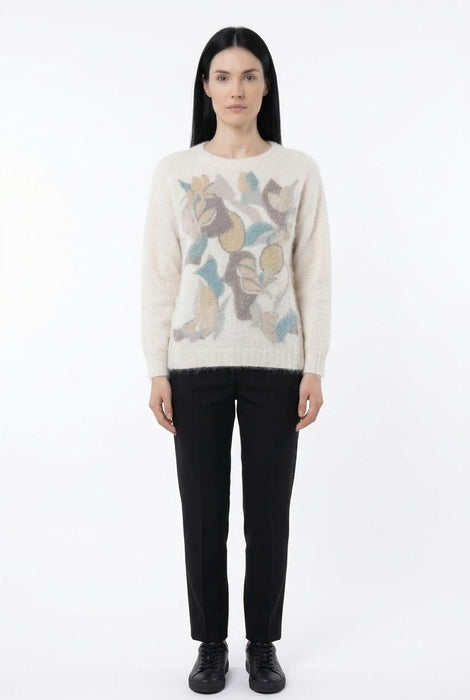 Cleonice Donna Maglia Girocollo in Misto Lana e Lana Alpaca