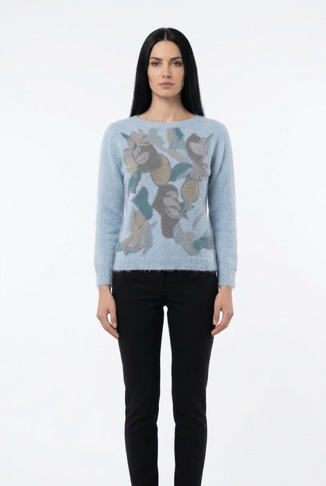 Cleonice Donna Maglia Girocollo in Misto Lana e Lana Alpaca