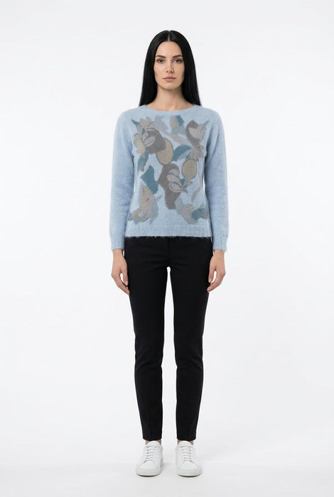 Cleonice Donna Maglia Girocollo in Misto Lana e Lana Alpaca