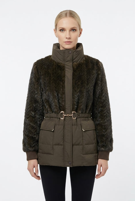 Feel Donna Giaccone con Eco Pelliccia e Tessuto Impermeabilizzato