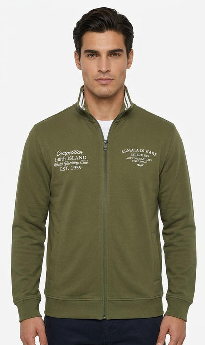 Armata di Mare Uomo Felpa con Zip in 100% Cotone - Falcone Abbigliamento