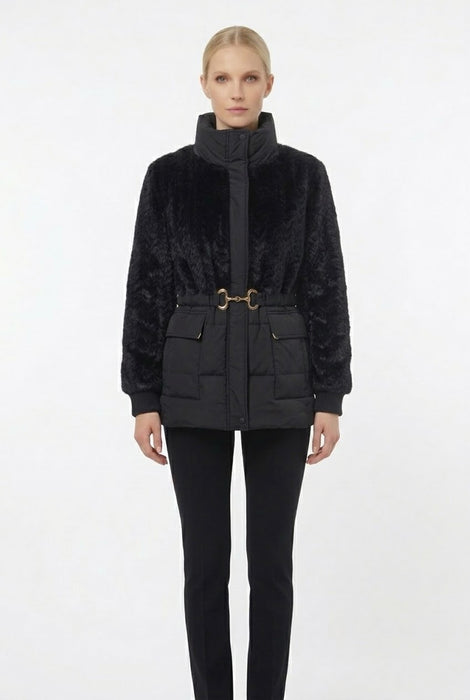 Feel Donna Giaccone con Eco Pelliccia e Tessuto Impermeabilizzato