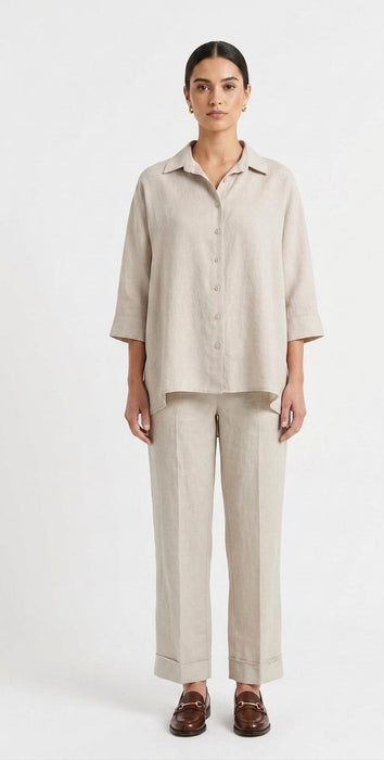 Studio SDB Venezia Camicione Donna in 60% Lino e 40% Cotone