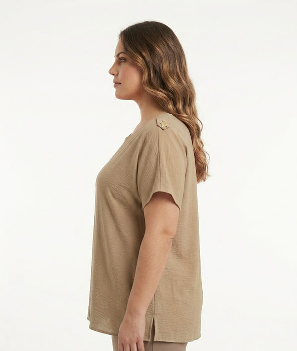Corte dei Gonzaga Donna Casacca Manica Corta in Misto Viscosa con Vestibilità Calibrata