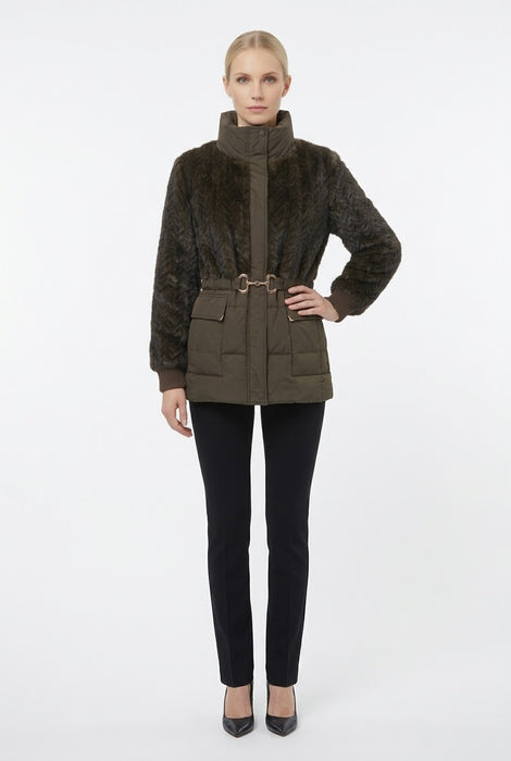 Feel Donna Giaccone con Eco Pelliccia e Tessuto Impermeabilizzato