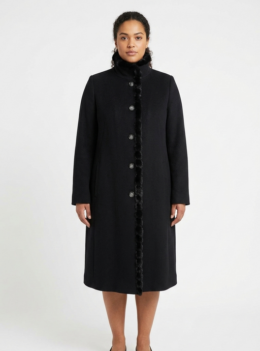 Breras Cappotto Donna Conformato in Lana Vergine, Cashemere e Visone - Falcone Abbigliamento