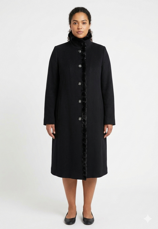 Breras Cappotto Donna Conformato in Lana Vergine, Cashemere e Visone - Falcone Abbigliamento