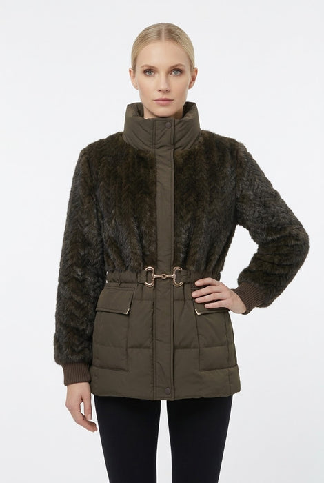 Feel Donna Giaccone con Eco Pelliccia e Tessuto Impermeabilizzato