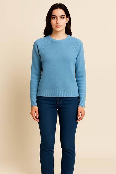 Corte dei Gonzaga Maglia Girocollo Donna in 100% Pura Lana Merino