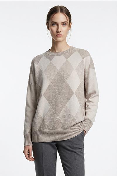 Corte dei Gonzaga Donna Maglia Girocollo con Fantasia Geometrica