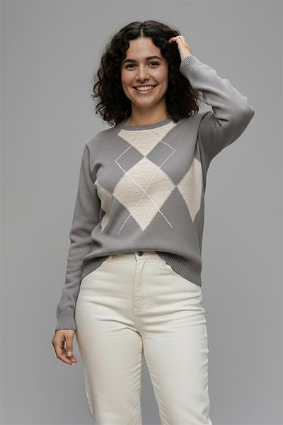 Corte dei Gonzaga Donna Maglia Girocollo in 100% Lana con Vestibilità Calibrata