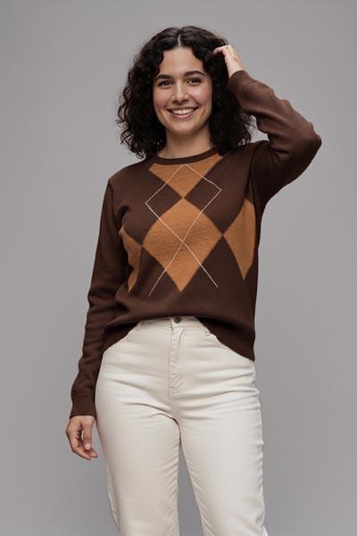 Corte dei Gonzaga Donna Maglia Girocollo in 100% Lana con Vestibilità Calibrata