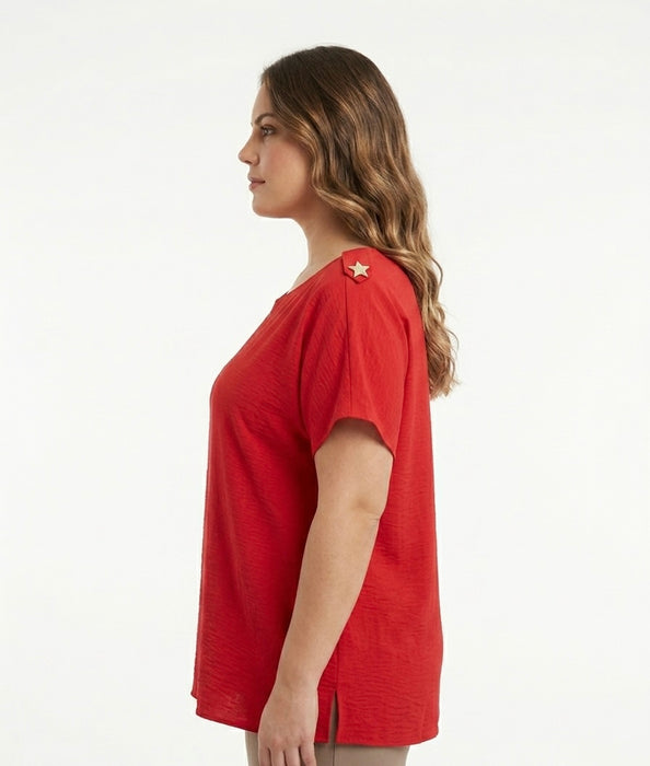 Corte dei Gonzaga Donna Casacca Manica Corta in Misto Viscosa con Vestibilità Calibrata