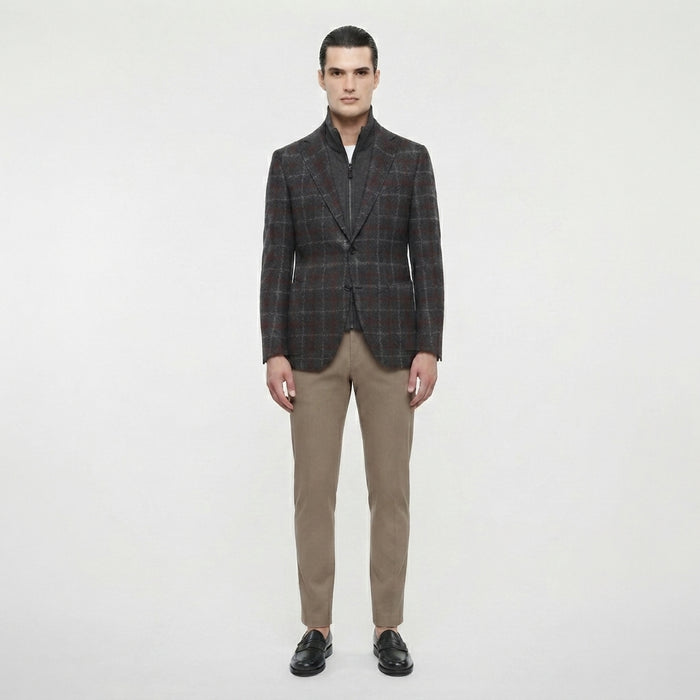 Lubiam Giacca Uomo in Cashmere, Lana e Cotone con Pettorina Staccabile