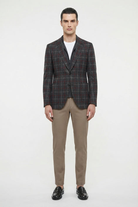 Lubiam Giacca Uomo in Cashmere, Lana e Cotone con Pettorina Staccabile