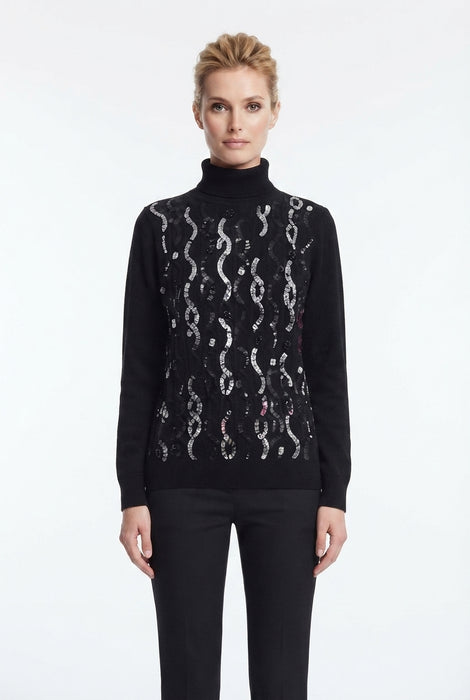 Love to Love by Gai Mattiolo Maglia Collo Alto in morbida Viscosa con Paillettes