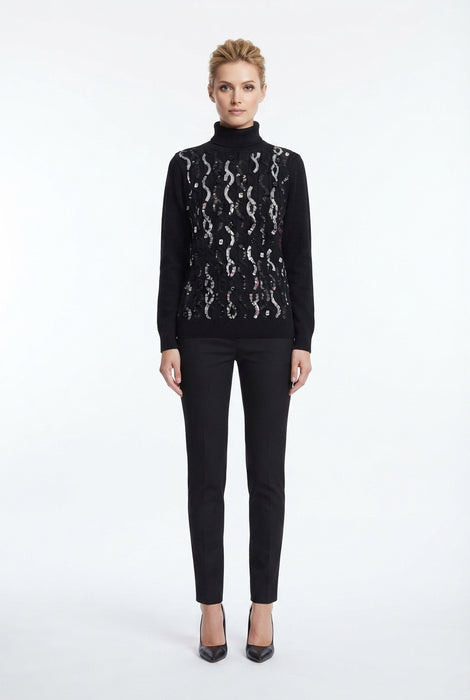 Love to Love by Gai Mattiolo Maglia Collo Alto in morbida Viscosa con Paillettes