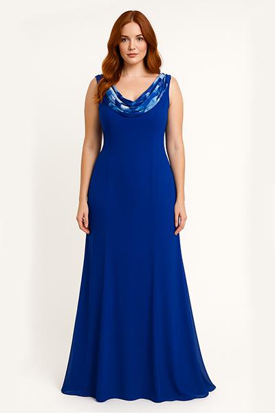 SoloGioie Abito Lungo Smanicato Calibrato con Maniche Applicabili e con Stola