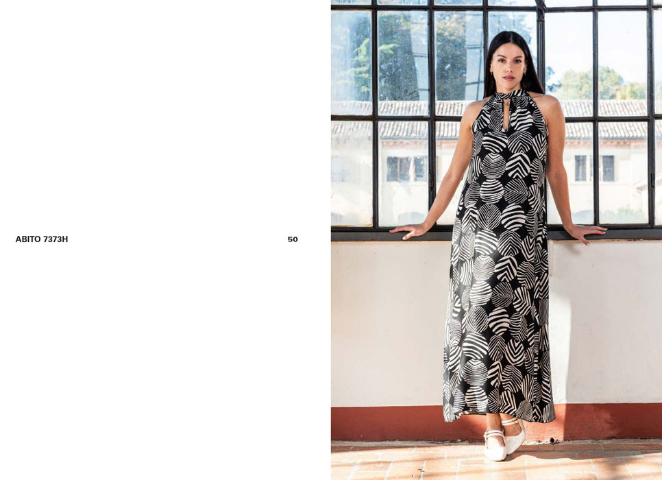 Studio SDB Venezia Abito Lungo in 100% Morbida Viscosa con Scollo Americano - Falcone Abbigliamento