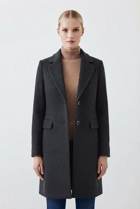 Oltretempo Cappotto Monopetto in Tinta Unita