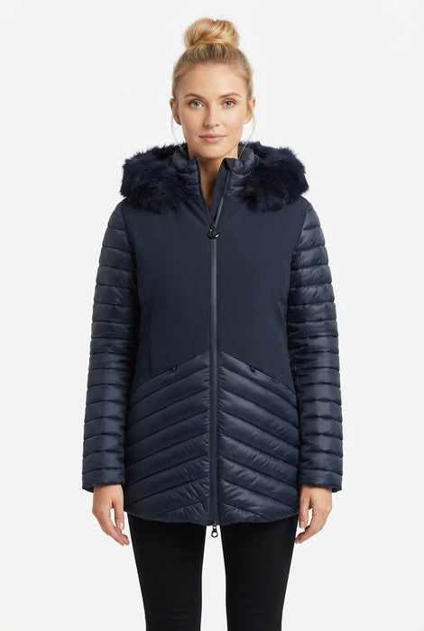 Ghiacciozero Giaccone Calibrato Donna Impermeabilizzato con Cappuccio ed Eco Pelliccia